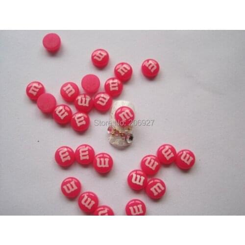 RC116-4 30pcs Cute Crystal Hot Pink Candy Shape Nail Resin Decoration Outlooking