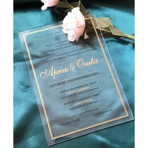 10pcs Acrylic Wedding Invitation,Acrylic Invitation with envelopes printing name or logo,Custom Acrylic Wedding Invite