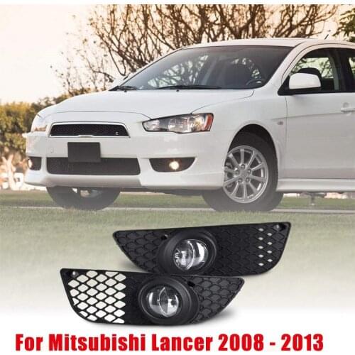 Car Fog Lamp for Mitsubishi Lancer 2008 - 2013 Halogen Bulbs 12V Fog Lights With Wiring Harness & Grilles Cover Trim Kit