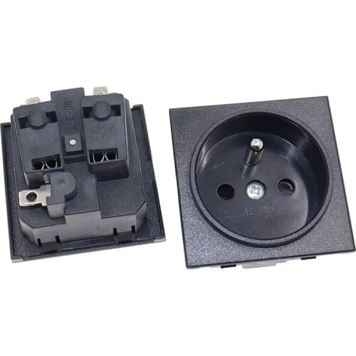 Black Round Embedded Idustrial Outlet European Franch Standard 250V 16A Universal uninterruptible AC Power socket E-09