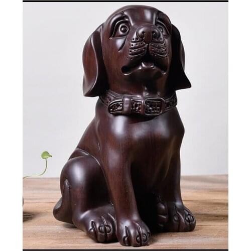 Black sandalwood Ebony carved dog furnishings solid wood prosperous dog Ebony Wood furnishings rosewood Handmade sculpture