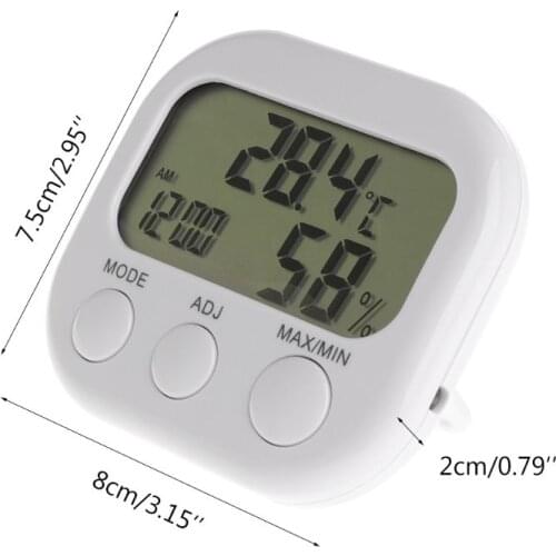 Digital LCD Thermometer Humidity Meter Hygrometer Max Min Air Temperature Clock 875F
