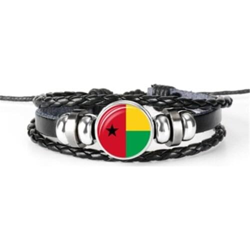 Hot sale Djibouti, Ethiopia, Germany, Greenland, Guinea, Guinea Bissau flag bracelet hand-woven multilayer leather flag bracelet