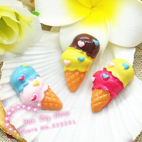 Cute resin imitation ice cream cone Cabochon Flat back decoration 50pcs/lot 10*20mm