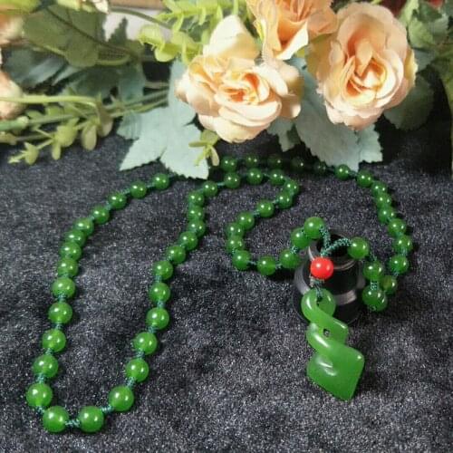 Chinese Green Jade Hand carved hollow Transport Necklace Pendant Jewelry Fine Jewelry Lucky Charms Jade Necklace Pendant