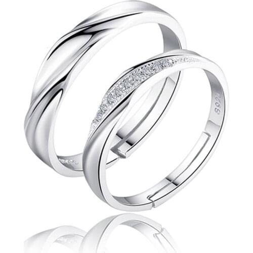 Round 925 Sterling Silver Rings Jewelry Classical Rings set For Women Men Adjustable Sizes Wholesale Free Shipping