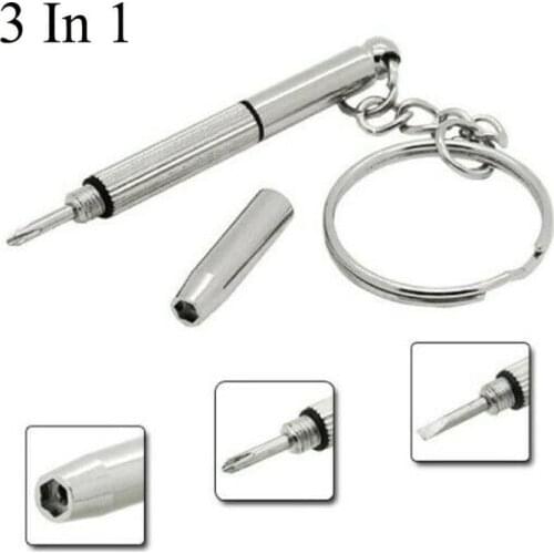 1Pcs Mini 3 in 1 Screwdriver Keychain Glasses Phone Watch Screw Repair Tool Keyring Multipurpose Small Screwdrivers Key Chain