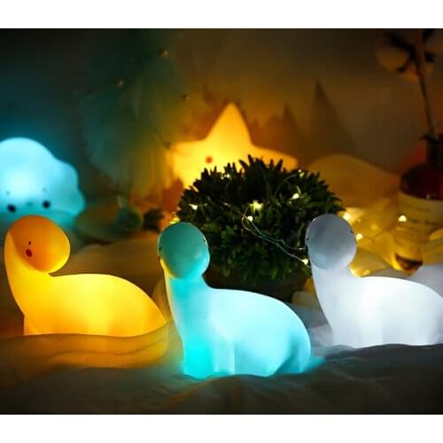 Cartoon ins brontosaurus night light childrens room sleeps night light school gift crooked neck dinosaur