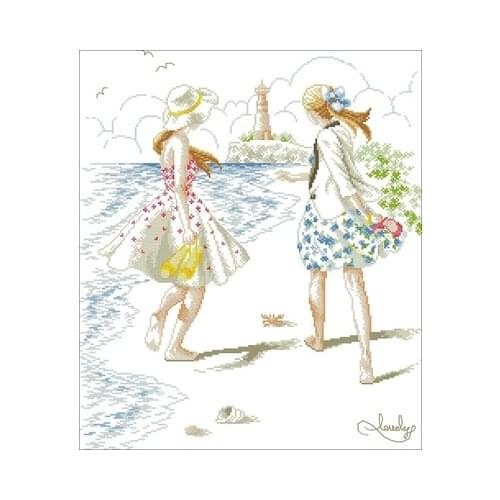 Dome 110808 Walking on the beach Needlework,For Embroidery,DIY 14CT Unprinted Arts Cross stitch kits Set Cross-Stitching