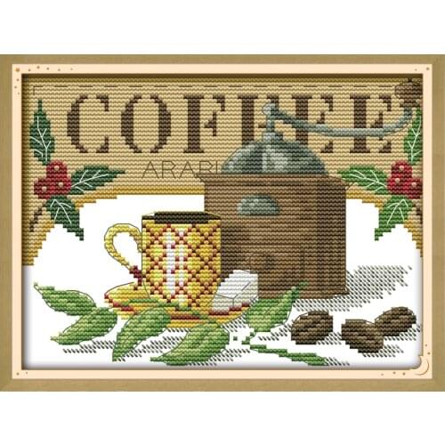 The tea artistic conception cross stitch kit DMC color thread 14ct 11ct print canvas stitches embroidery DIY handmade needlework