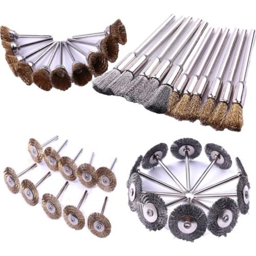 40Pcs 5 Types Brushes Set Dremel Rotary Brush Material Steel Wire/Brass Wire for metal Derusting Wood carving Jade Polishing
