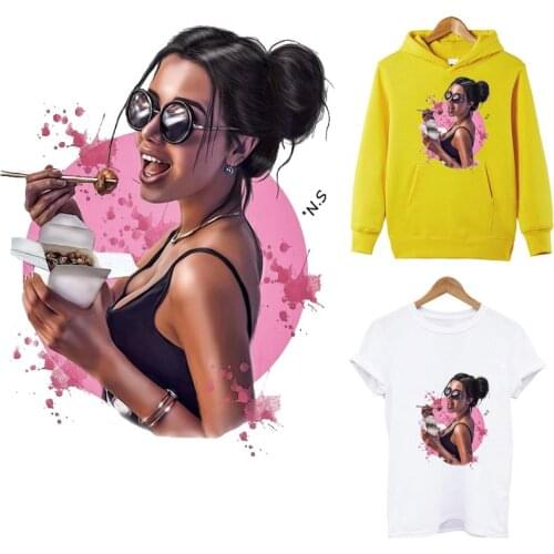 DIY Patches Sticker On Clothes Fashion Lady Iron On Transfers For Clothing A-level Washable Women T-shirt Thermal Heat Transfers