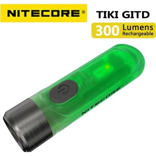 NITECORE TIKI GITD Mini Futuristic KeyChain Light Glow In The Dark Version USB Rechargeable KeyLight Poket EDC Lamp Travel Light