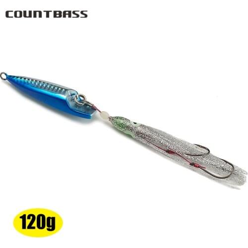 Countbass 120g 4.3oz Japan Inchiku Jigs with Octoups Assist Hook, Squid Jigging, Saltwater Bottom Ship Snapper Fishing Lure