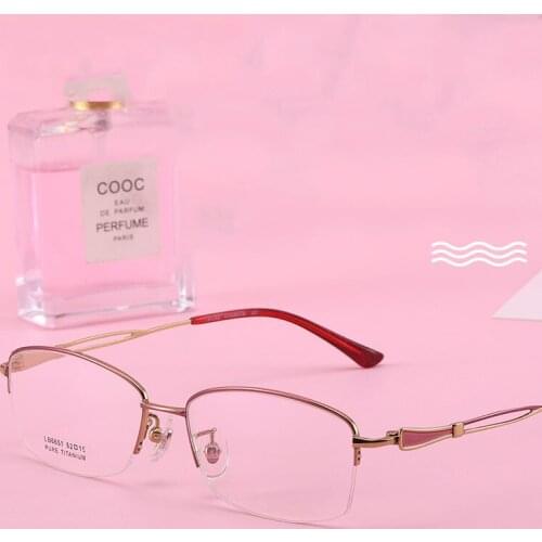 Veshion Titanium Spectacle Frames Half Rim Eye Glasses Frames for Female Square Vintage Ultra-light Fashion Brand Design Myopia