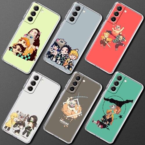 Clear Funda for Samsung S20 S21 FE for Galaxy S10 S9 Plus S8 Note 20 Ultra 10 Lite Soft Phone Case Cartoon Demon Slayer