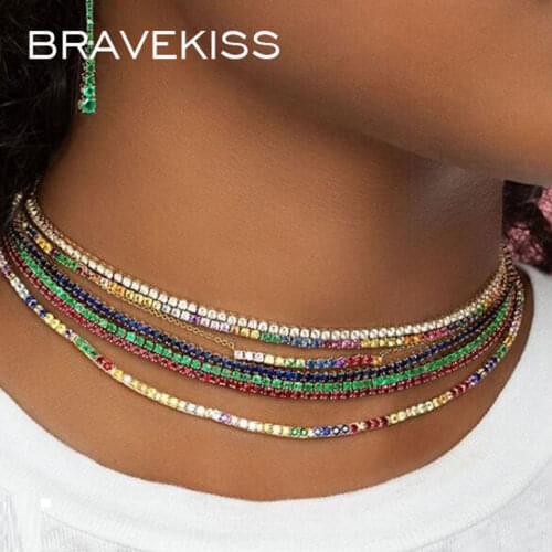 Bravekiss Multicolor Zirconia Letter Heart Necklaces for Women CZ Necklaces Trendy Jewelry Gifts Wedding Accessories 2019 UN0393