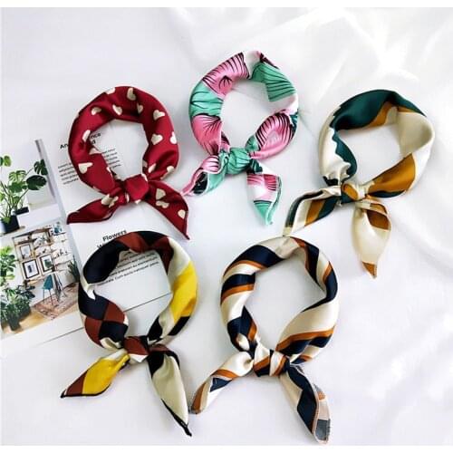 50X50CM Fashion Women Square Scarf All-match Wraps Elegant Floral Dot Spring Summer Head Neck Hair Tie Band Neckerchief