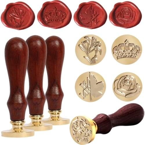 Plant Series Wax Sealing Stamps Retro Wood Classic leaves Sealing Wax flowers Seal Stampfor Envelope Decor DIY tools