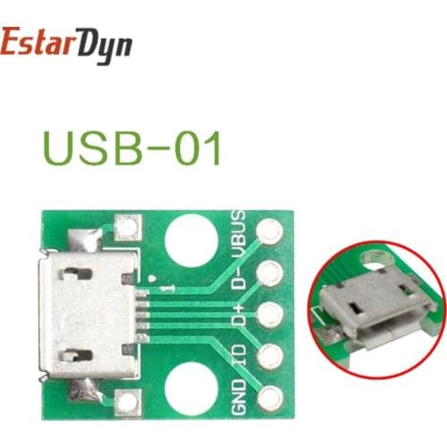 I63 MICRO USB to DIP Adapter 5pin Female Connector B Type PCB Converter