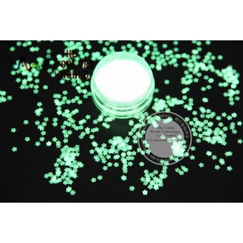 TCYJ825 Glow in dark Glitter Yellow Green Light Color long last glowing, 3MM Flower Shape competitive price Noctilucent Glitter
