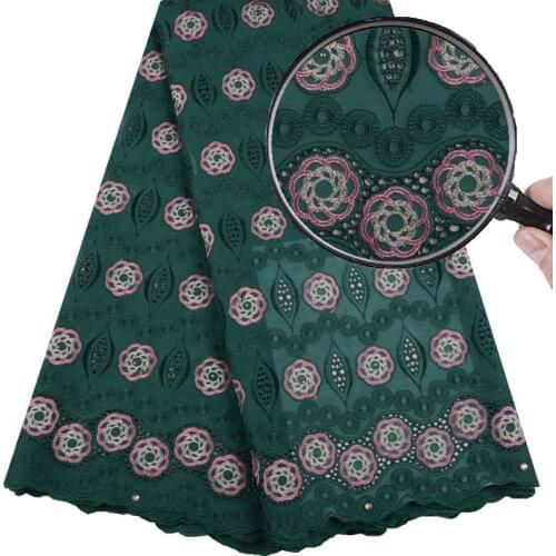 Green Color African Swiss Voile Lace Women Wedding Dress High Quality French Swiss Voile Laces In Switzerland With Stones 1537