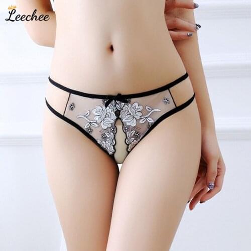 Women Sexy Mesh Panties Butterfly Thong See Through Lace Crotchless Erotic Underwear Embroidery Rose Open Crotch Shorts Lingerie