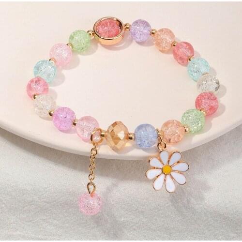 Girlfriend Charm Bead Daisy Bracelet New 2021 Colorful Summer Armband Chain Cute Bracelet Party Wedding Friendship Gift Jewelry