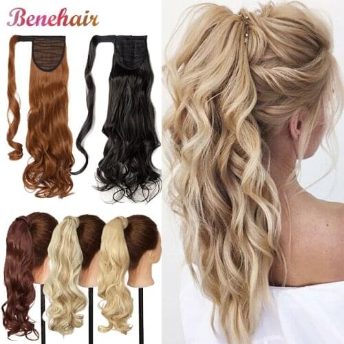 BENEHAIR Ponytail Clip In Hair Extensions Fake Ponytail Wrap Around Hairpieces Clip In Ponytail Synthetic Hairpiece For Women
