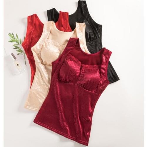 Women 2020 Autumn Winter Thermal Underwear Camisole Tank Top Plus Size Warm Velvet T Shirt Cami Shirt Femme Cami Shirt Tops E272