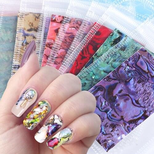 1pcs Colorful Full Cover Nail Stickers Shell Adhesive Nail Wraps DIY Ultra-thin Nail Art Decoration Sticker For Ladies 3D Shell