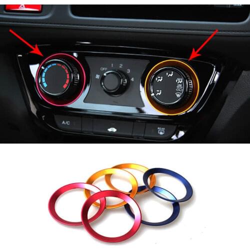 2Pcs Air Condition Heat Control Switch Knob AC Knob Base Outter Frame Ring Cover Trim for Honda Vezel HRV XRV 2015-2021