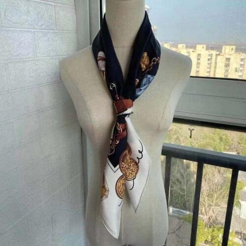 2021 new arrival spring summer classic 100% pure silk scarf twill hand made roll 90*90 cm shawl wrap for women lady gift