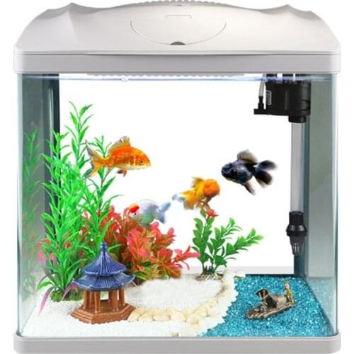 25%,Cheap Desktop Mini Grass Aquariums Ecological Fish Tank LED Aquarium Goldfish Bowl Aquatic Pet Supplies with Mute Pump