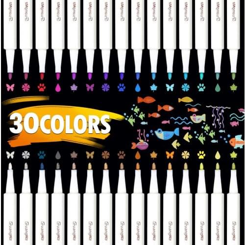 30 Colors Metallic micron pen Detailed marking color Metal marker for album black paper drawing School Art supplies