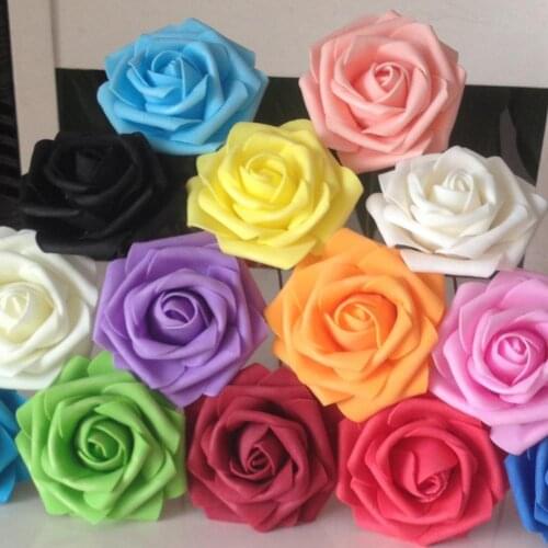 50Pcs Fake Foam Roses Artificial Flowers Wedding DIY Bridal Bouquet Party Decor