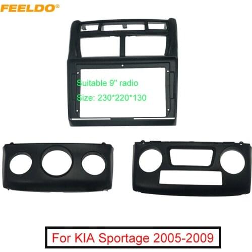 FEELDO Car Audio Face Plate Fascia Frame For KIA Sportage 05-09 9" Big Screen CD/DVD Player Panel Dash Mount Kit