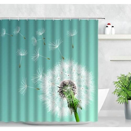 White Dandelion Shower Curtain Sets Natural Flowers 3D Print Modern Home Decor Waterproof Polyester Fabric Bathroom Curtains