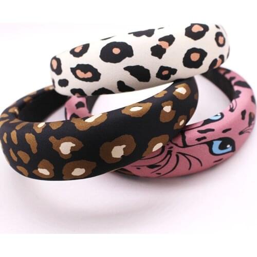 Bohemian Leopard Satin Sponge Hairband Handmade Padded Headband customized Hair Accessories