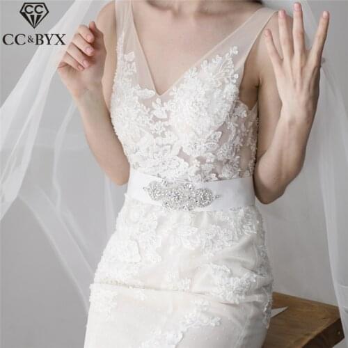 CC Bride Girdle Gown Dresses Belt For Women Bridal Wedding Dresses Crystal 100% Handmade Imitation Pearls Satin Silk Ribbon Y001