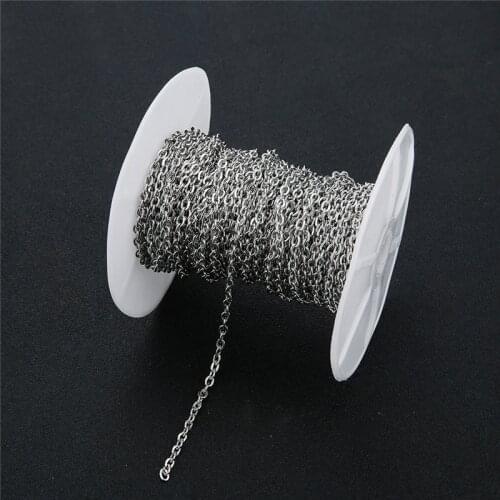 5yards Width 2mm 3mm Stainless Steel Chains Craft Necklace Findings Steel Tone Metal Open Link Chain Bulk Diy Jewelry Making