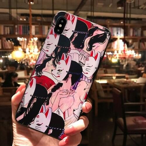 For iPhone 11 Pro Max 11Pro XS Max XS X XR 7 8 6 6S Plus Case Anti-scratch 3D Drawing Embossed Fox Soft Anti-knock Cover Funda