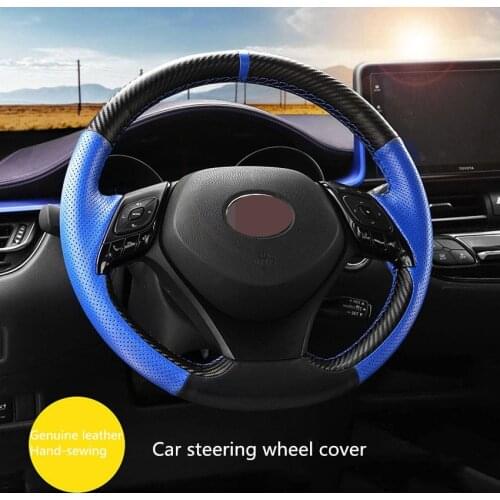 DIY custom made paragraph Genuine leather Car Steering Wheel Wrap Cover For Toyota CHR C-HR 2017 2018 Car accessories