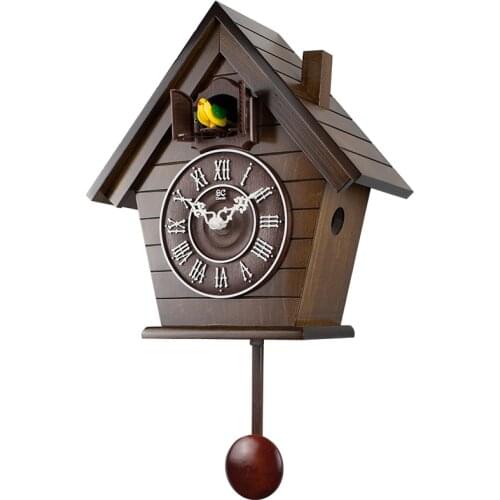 Wood Cuckoo Clock Mechanism Bird Pendulum Clock Wall Bell Garden Modern Bedroom Decor Bathroom Clock Scenic Living Room BA1