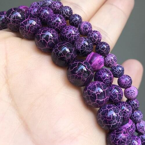 6/8/10mm Natural Stone Purple Dream Dragon Veins Fire Agates Onyx Smooth Loose Spacer Beads For Jewelry Making DIY Bracelets 15"