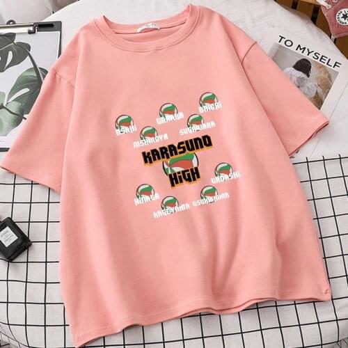 Haikyuu Karasuno High School Women Ulzzang T Shirts Camisetas De Mujer Sleeve Tee Shirt Femme Roupas FemininasTshirts Tops Ete