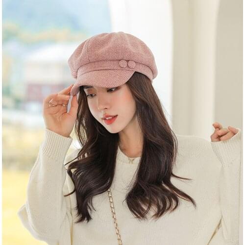Newsboy Cap Plaid Octagonal Hats For Women Men Classic Vintage Beret Autumn Winter Hats For Ladies Girl Beret Hat Female
