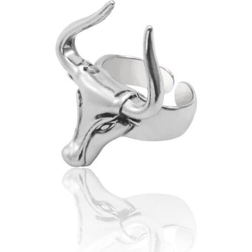 Punk Gothic Bullfighter Cow Head Ring For Women Mens Rings Personality Animal Rings Unisex Zodiac Ring Mens Jewelry