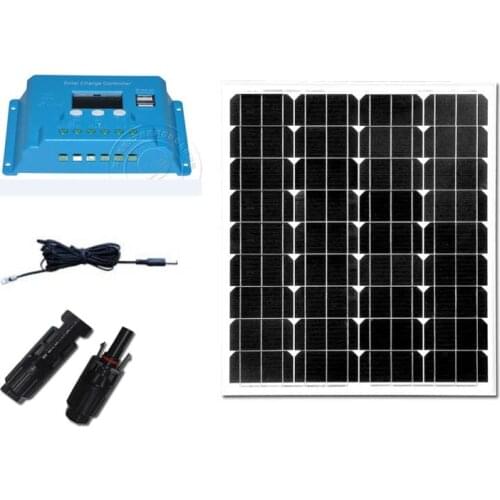 Kit Photovoltaic Solar Panel Mobile 70w 12v Solar Charge Controller 12v/24v 10A LCD Solar Battery China Rv Solar System Boat Car