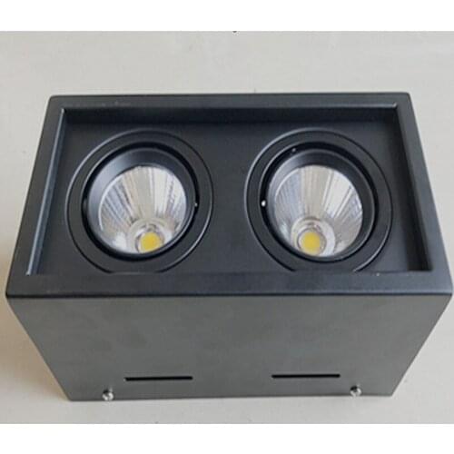 Square Surface LED Down Light 2 heads 20W COB LED Downlights 2x10W COB LED Recessed Ceiling Lamps Grille Light 6pcs Free Shiping